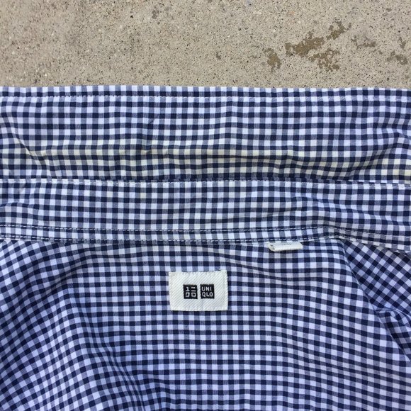 Uniqlo Navy Gingham Dress Shirt - Picture 9 of 9